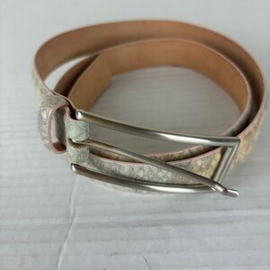 BERGE’ Italian leather belt-tan/gray snakeskin-Women’s Large